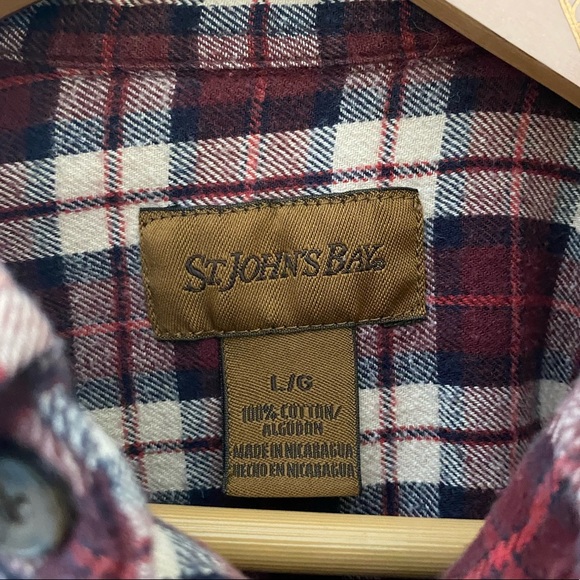 Vintage St. John’s Bay Bleach Ombre Long Sleeve Plaid Button Down Flannel Top - Picture 3 of 3